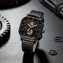 Relógio Masculino Luxury Big Dial – Design Quadrado Premium com Pulseira em Couro PU e Estilo Esportivo Elegante