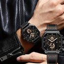 Relógio Masculino Luxury Big Dial – Design Quadrado Premium com Pulseira em Couro PU e Estilo Esportivo Elegante