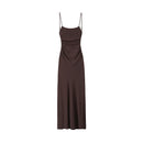 Vestido Midi Drapeado Feminino, Decote Reto, Alças Finas, Costas Abertas, Vestido Feminino Chic e Fashion