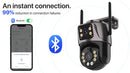 Câmera de Segurança Wi-Fi PTZ 4K 8MP com IA – Visão Dupla, Auto Tracking, Áudio Bidirecional e Monitoramento Outdoor via iCSee