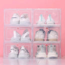 Caixas Organizadoras de Sapatos Transparentes (6 Peças), Empilháveis, Plástico, Prova de Poeira, Organizador de Tênis para Casa e Guarda-Roupa