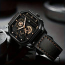 Relógio Masculino Luxury Big Dial – Design Quadrado Premium com Pulseira em Couro PU e Estilo Esportivo Elegante
