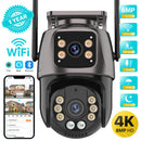 Câmera de Segurança Wi-Fi PTZ 4K 8MP com IA – Visão Dupla, Auto Tracking, Áudio Bidirecional e Monitoramento Outdoor via iCSee