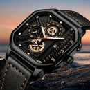 Relógio Masculino Luxury Big Dial – Design Quadrado Premium com Pulseira em Couro PU e Estilo Esportivo Elegante