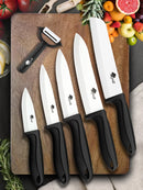 Conjunto de Facas de Cerâmica (3, 4, 5 e 6 polegadas), Faca de Chef, Faca Utilitária, Faca Serrilhada para Pão e Faca de Descascar – Lâmina de Zircônia para Cozinha