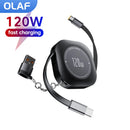 Cabo Retrátil 120W USB-C para iPhone e Android – Carregamento Rápido PD + Transferência de Dados | USB-A / Type-C