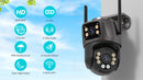 Câmera de Segurança Wi-Fi PTZ 4K 8MP com IA – Visão Dupla, Auto Tracking, Áudio Bidirecional e Monitoramento Outdoor via iCSee