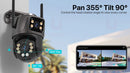 Câmera de Segurança Wi-Fi PTZ 4K 8MP com IA – Visão Dupla, Auto Tracking, Áudio Bidirecional e Monitoramento Outdoor via iCSee