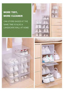 Caixas Organizadoras de Sapatos Transparentes (6 Peças), Empilháveis, Plástico, Prova de Poeira, Organizador de Tênis para Casa e Guarda-Roupa