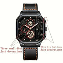 Relógio Masculino Luxury Big Dial – Design Quadrado Premium com Pulseira em Couro PU e Estilo Esportivo Elegante